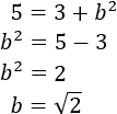 la base mide b = raíz cuadrada de 2